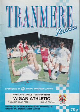 Tranmere Rovers v Wigan Athletic Match Programme 1990-03-09